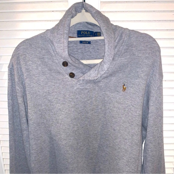 Polo Ralph Lauren Estate Rib Shawl Sweater in Heather Gray Size XXL - Picture 3 of 8